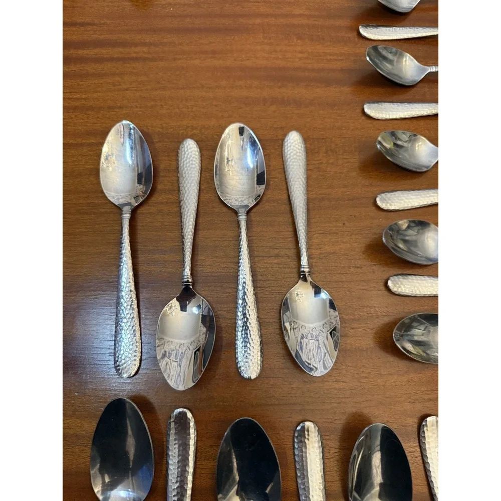 58-Piece Hammered Stainless Steel Flatware Set – Towle Logan + Unbranded MIx Lot